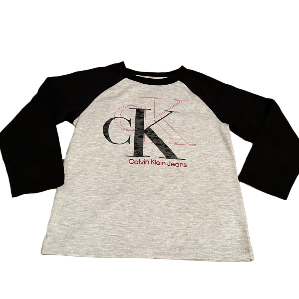 Calvin Klein Boy Long Sleeve T-Shirt Size:5 Black/Gray